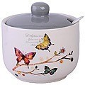 Сахарница с крышкой 520 мл с ложкой Бабочки в саду LORAINE (60127)