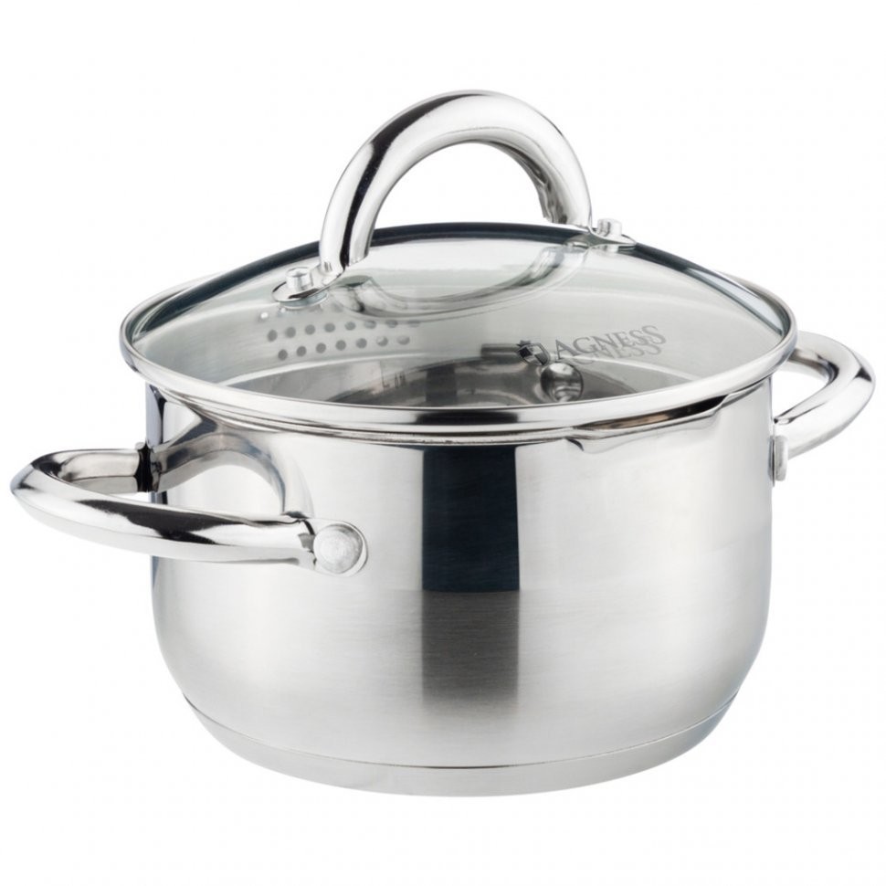 Кастрюля agness "profi home" со стеклянной крышкой, 1,5л 16x9.5 см Agness (914-200)