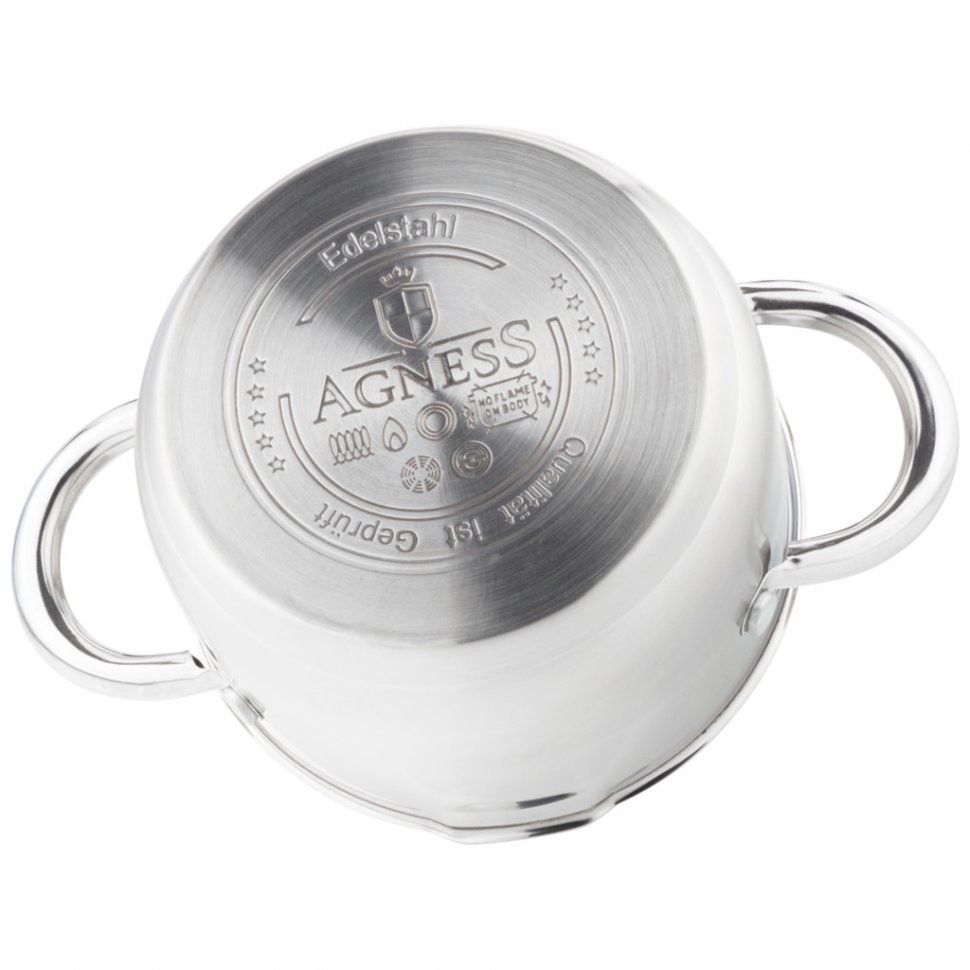 Кастрюля agness "profi home" со стеклянной крышкой, 1,5л 16x9.5 см Agness (914-200)