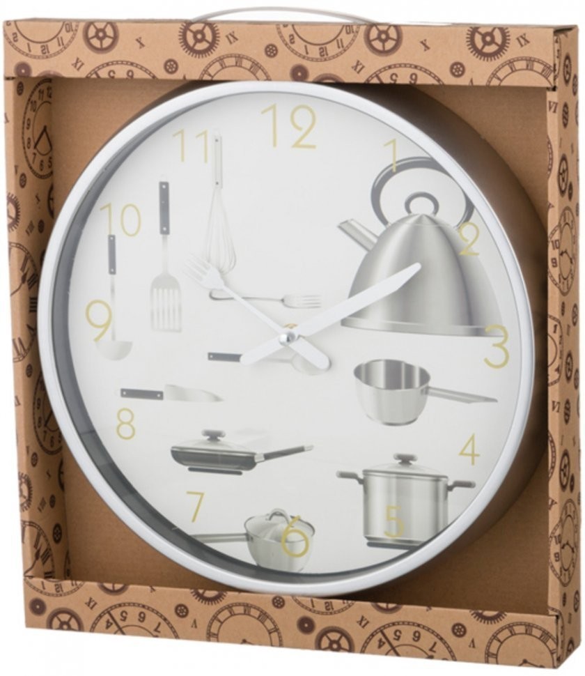 Часы настенные кварцевые "chef kitchen" 30*30*4 см.диаметр циферблата=27 см. Lefard (220-206)