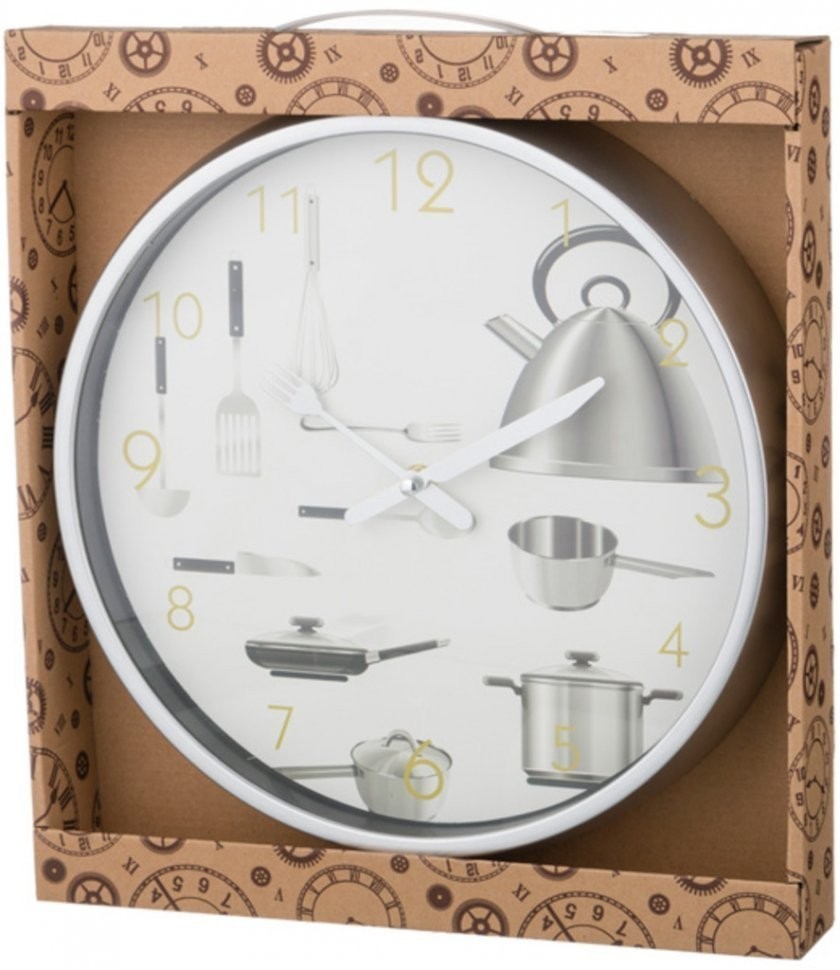 Часы настенные кварцевые "chef kitchen" 30*30*4 см.диаметр циферблата=27 см. Lefard (220-206)