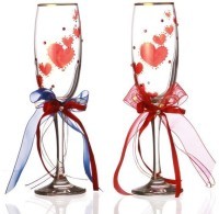 Набор бокалов для шампанского из 2 шт с золотой каймой 170 мл. (D-802-510403)