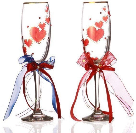 Набор бокалов для шампанского из 2 шт с золотой каймой 170 мл. (D-802-510403)