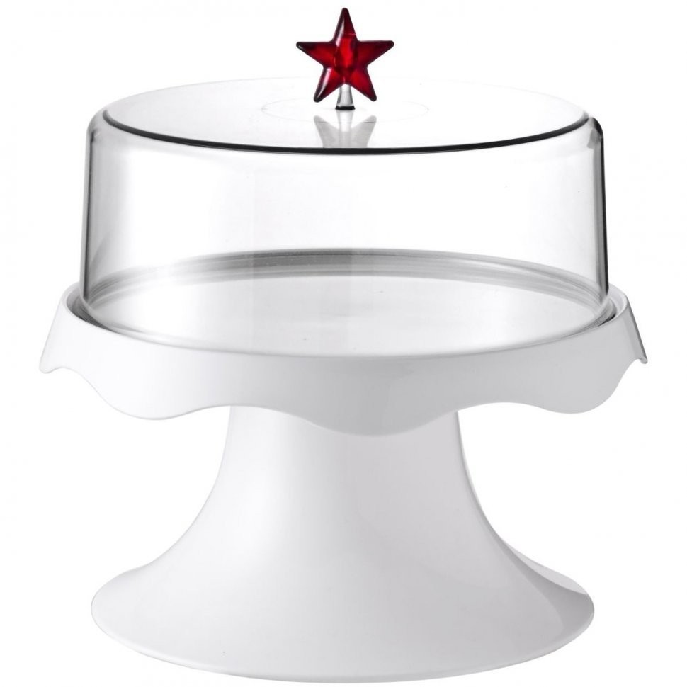 Тортовница на ножке подарочная merry tray средняя белая (43126)