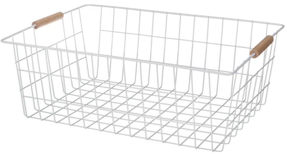 Корзина с деревянными ручками белая 42*30.5*15.5 см Agness (917-127)