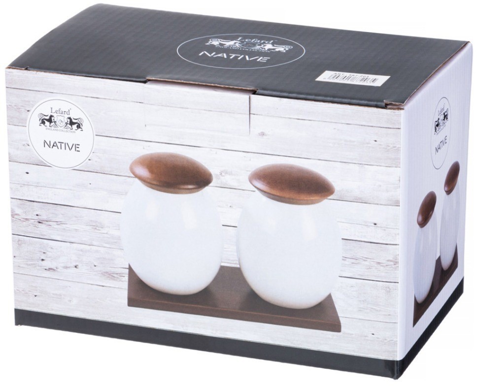 Набор банок с дерев. крышкой lefard "native" 18,5*12 см 400 мл 2 шт. на дерев. подставке (587-203)
