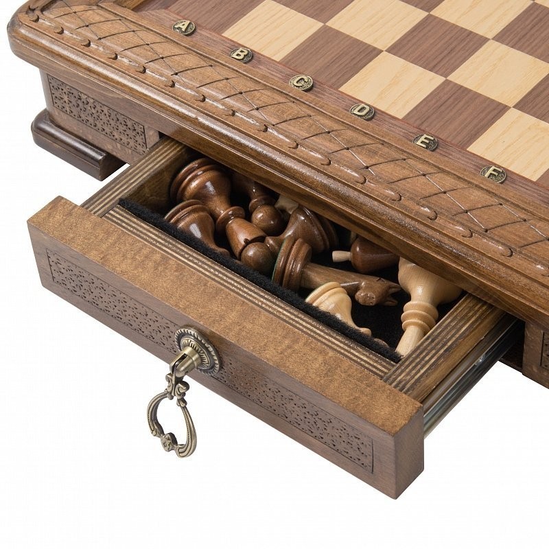 Шахматы резные "Квадро" в ларце 50, Haleyan (32565)