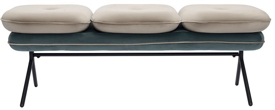 Банкетка pea, велюр, бежевая/сине-зеленая (76123)