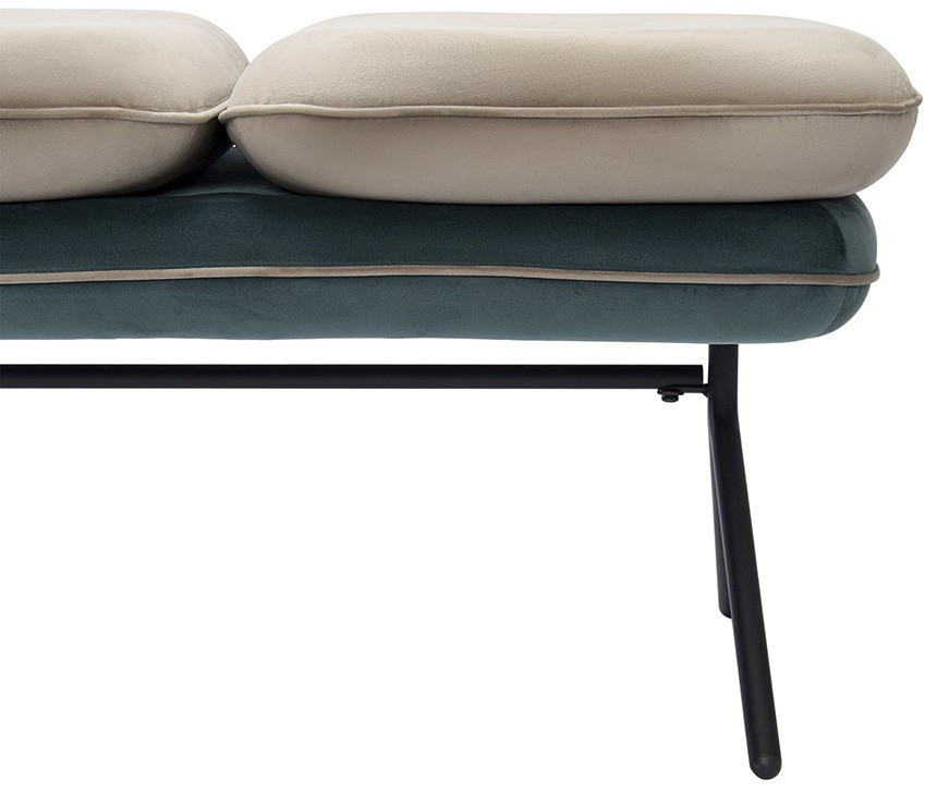 Банкетка pea, велюр, бежевая/сине-зеленая (76123)