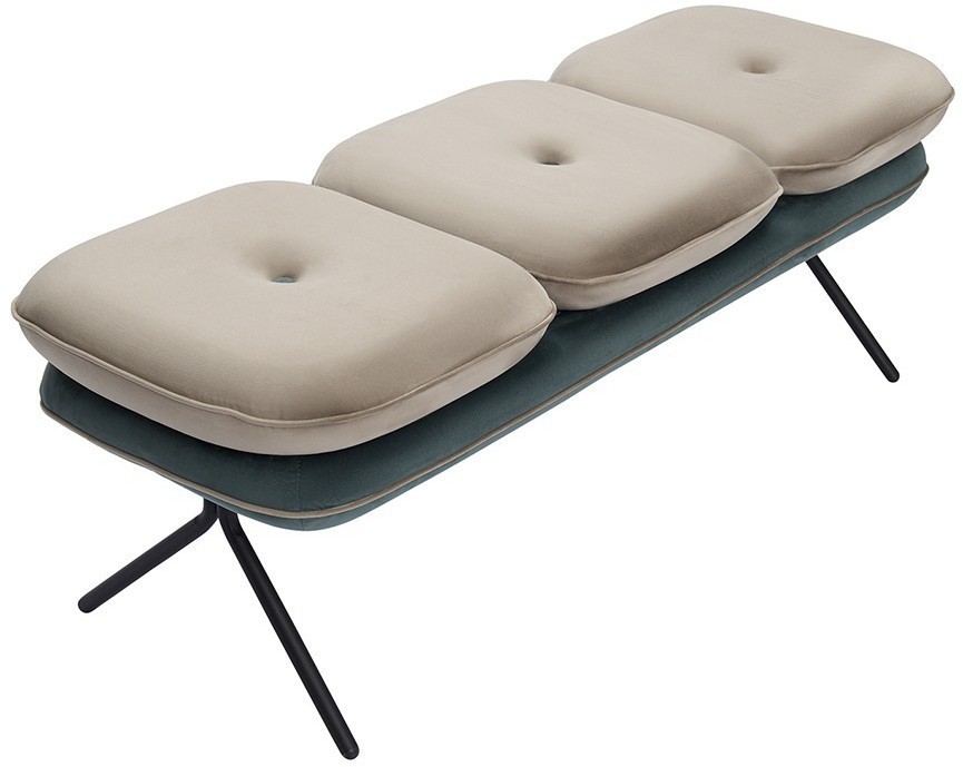 Банкетка pea, велюр, бежевая/сине-зеленая (76123)