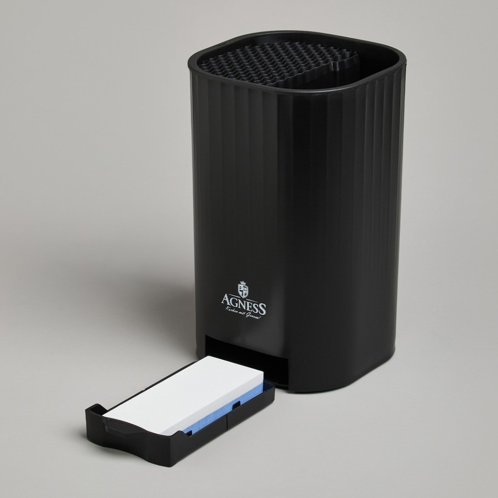 Подставка для ножей agness с точильным камнем 13,6*14,6*23 см (907-323)