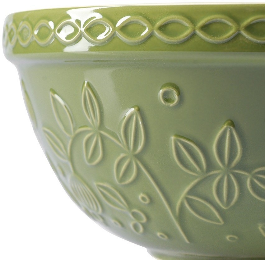 Миска зеленого цвета с рельефным узором Ягоды Тайги из коллекции russian north, 1,5л (76378)