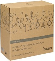 Миска зеленого цвета с рельефным узором Ягоды Тайги из коллекции russian north, 1,5л (76378)
