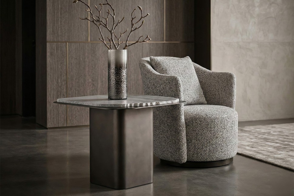 Кресло Верона(Verona) вращающееся, шенилл серый Seppia-SER/бронза 70*77*80см (TT-00016268)