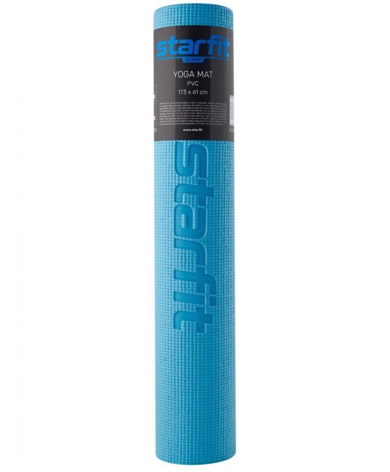 Коврик для йоги и фитнеса FM-101, PVC, 173x61x0,5 см, синий пастель (1005318)