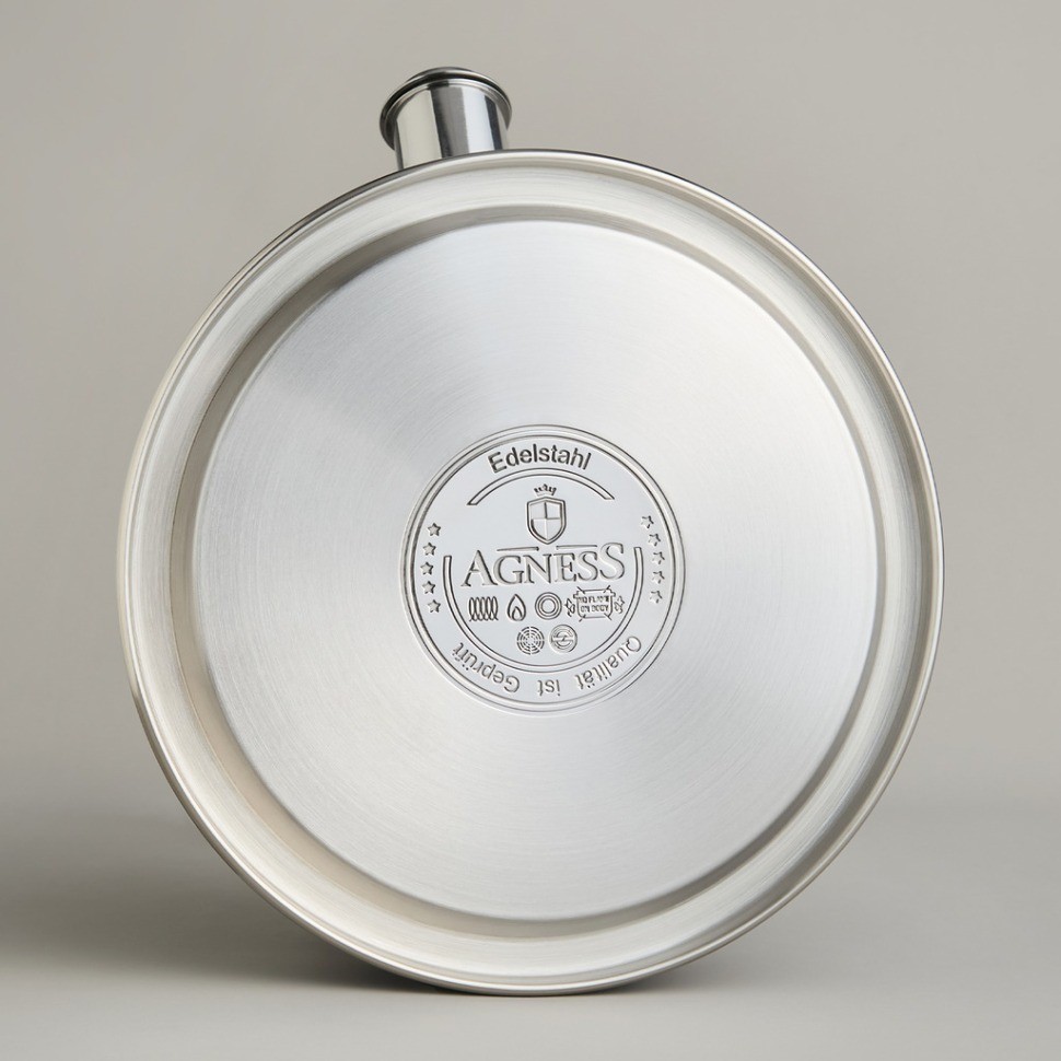 Чайник agness со свистком 2,7л, термоаккумулирующее дно, 304 сталь,  индукция (914-303)