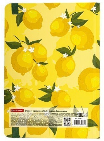 Блокнот А5 Brauberg Lemons 96 листов без линовки 113727 (4) (85667)