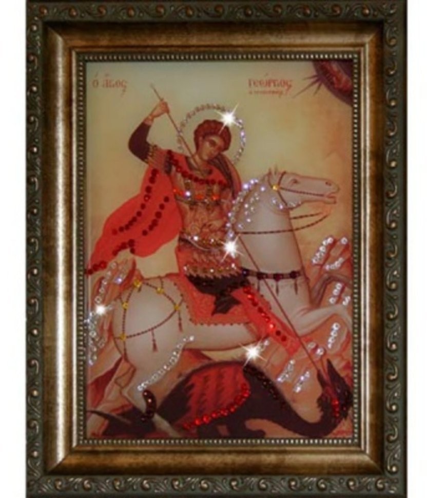 Икона Георгий Победоносец с кристаллами Swarovski (1361)