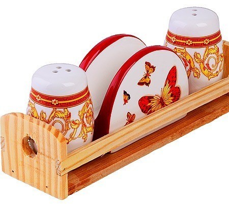 Набор для специй на подставке + салфетница Романтика LORAINE (30780)