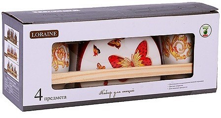Набор для специй на подставке + салфетница Романтика LORAINE (30780)