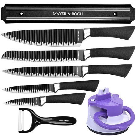 Набор ножей MAYER BOCH + держатель, ножеточка 8 предметов (26991-Н1)