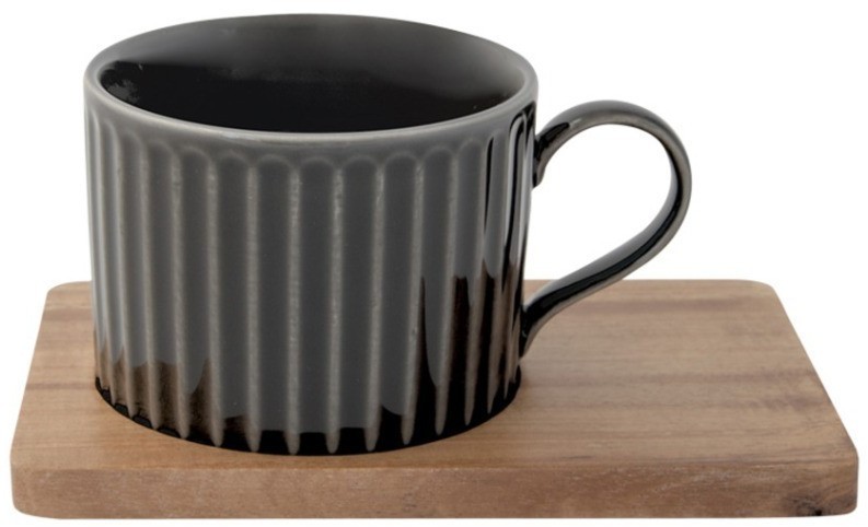 Набор из 2-х чашек для чая Время отдыха, чёрная и светло-оливковая, 0,25 л - EL-R1641/TBR3 Easy Life