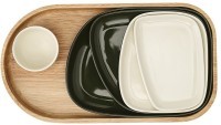 Набор из 5-ти сервировочных тарелок на деревянном подносе sorrento (78440)
