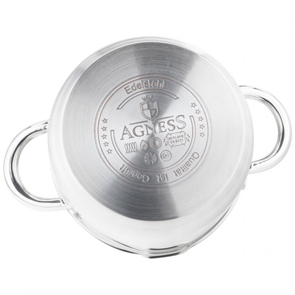 Кастрюля agness "profi home" со стеклянной крышкой, 2,0л 18x10.5 см Agness (914-201)