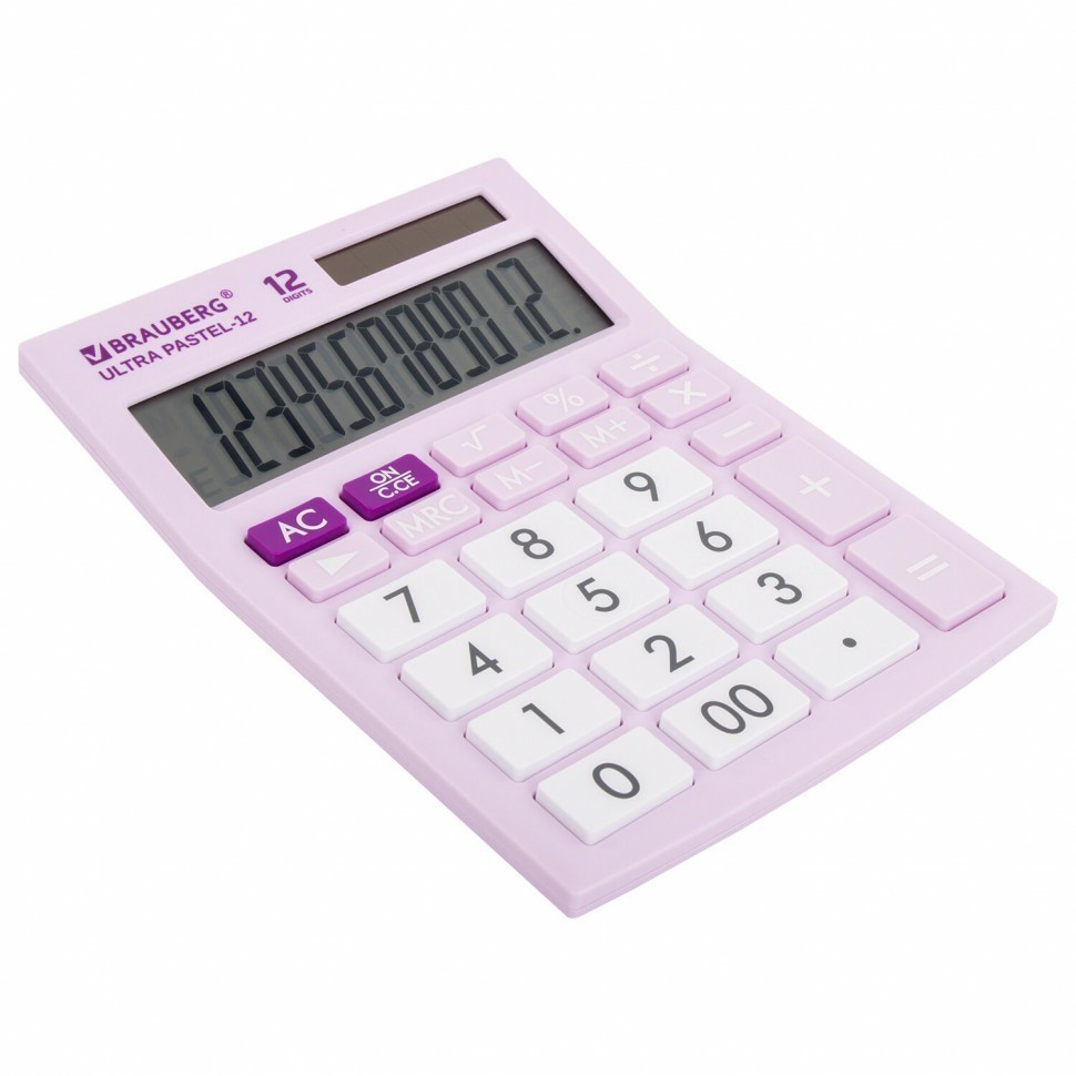 Калькулятор настольный Brauberg Ultra PASTEL-12-PR 12 раз. двойн. пит. сиреневый 250505 (89753)