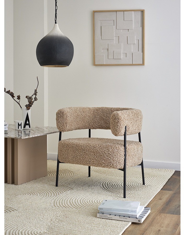 Кресло hugme, букле, миндальное молоко (77335)