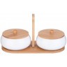 Набор банок с дерев. крышкой lefard "native" 2 шт. 11,5 см 270 мл на дерев. подставке (587-187)