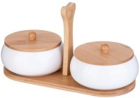 Набор банок с дерев. крышкой lefard &quot;native&quot; 2 шт. 11,5 см 270 мл на дерев. подставке (587-187)