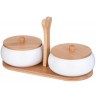 Набор банок с дерев. крышкой lefard "native" 2 шт. 11,5 см 270 мл на дерев. подставке (587-187)