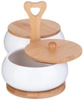 Набор банок с дерев. крышкой lefard &quot;native&quot; 2 шт. 11,5 см 270 мл на дерев. подставке (587-187)