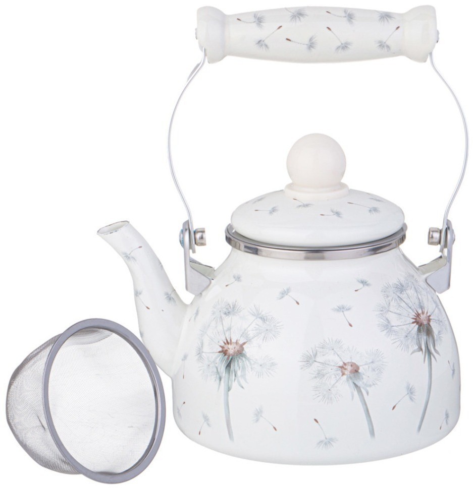 Чайник agness эмалированный со съемным фильтром из нжс серия "dandelion", 1,1 л (943-051)