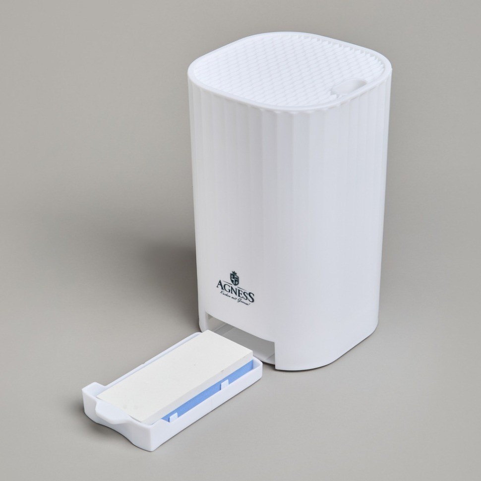 Подставка для ножей agness с точильным камнем 13,6*14,6*23 см (907-320)