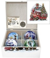 Новогодний набор на 4 шара Полярный курьер с кристаллами Swarovski (2560)