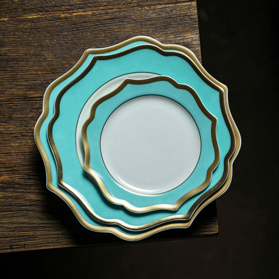 Тарелка LION005TY003265, 28 см, костяной фарфор, tiffany, ivory, gold, LE COQ