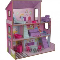 Деревянный кукольный домик &quot;Лолли&quot;, с мебелью 10 предметов в наборе, для кукол 12 см (10169_KE)