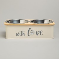 Миска agness для животных двойная на подставке, 25,5х13х7 см (790-397)