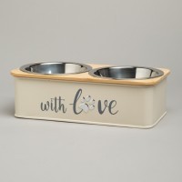 Миска agness для животных двойная на подставке, 25,5х13х7 см (790-397)