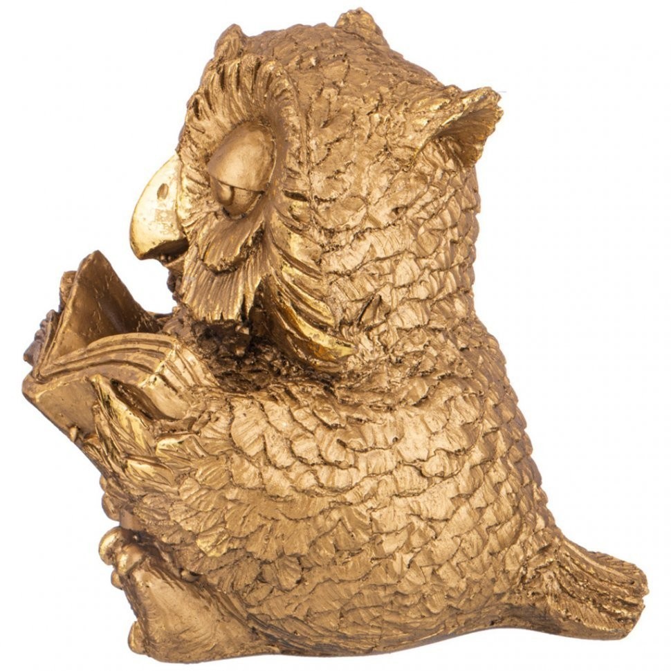 Фигурка декоративная "сова с книгой" н-20см цвет: бронза с позолотой Lefard (169-894)