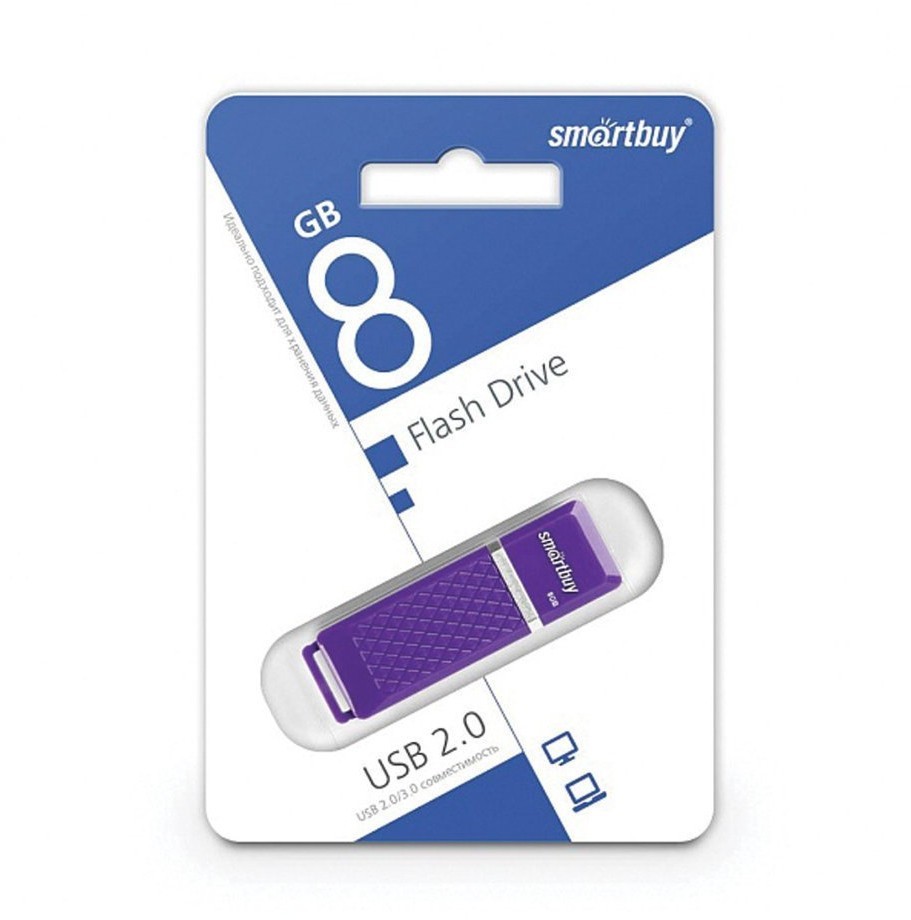 Флешка 8 GB Smartbuy Quartz USB 2.0 (SB8GBQZ-V) цена за 2 шт (65834)