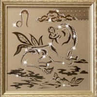 Картина Лев 35х35 см с кристаллами Swarovski (1132)