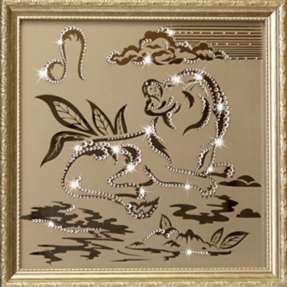 Картина Лев 35х35 см с кристаллами Swarovski (1132)