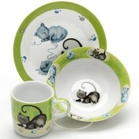 Детский набор 3 предмета &quot;Кошка&quot; LR (х12) &quot; (26092)