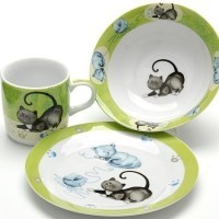 Детский набор 3 предмета &quot;Кошка&quot; LR (х12) &quot; (26092)