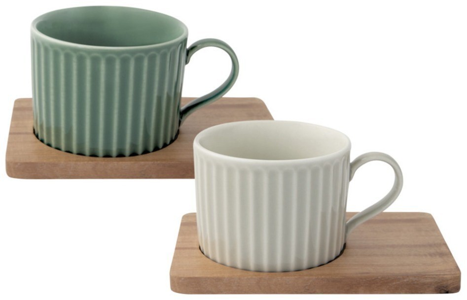 Набор из 2-х чашек для чая Время отдыха, зелёная и светло-серая, 0,25 л - EL-R1641/TBR4 Easy Life