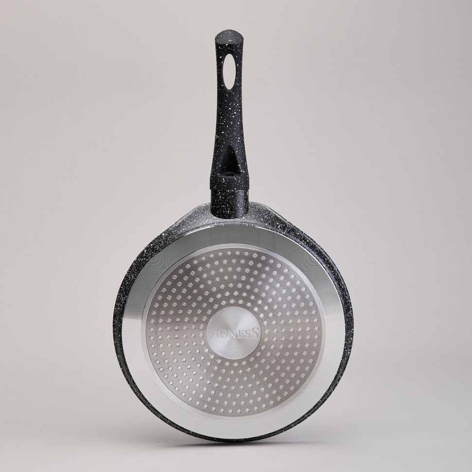 Сковорода блинная agness с антипригарным покрытием "black marble", 22х2см, индукционное дно (932-522)