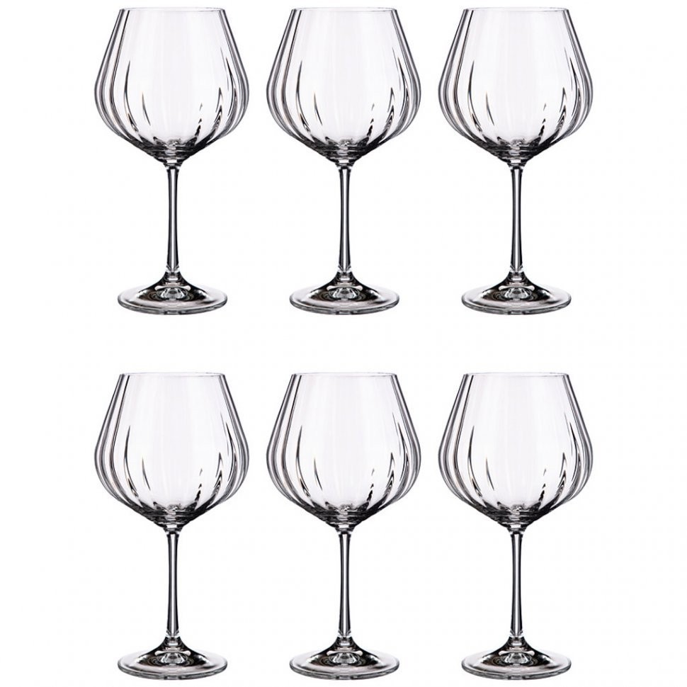Набор бокалов для вина из 6 штук "waterfall" 570 мл высота 21 см Bohemia Crystal (674-793)